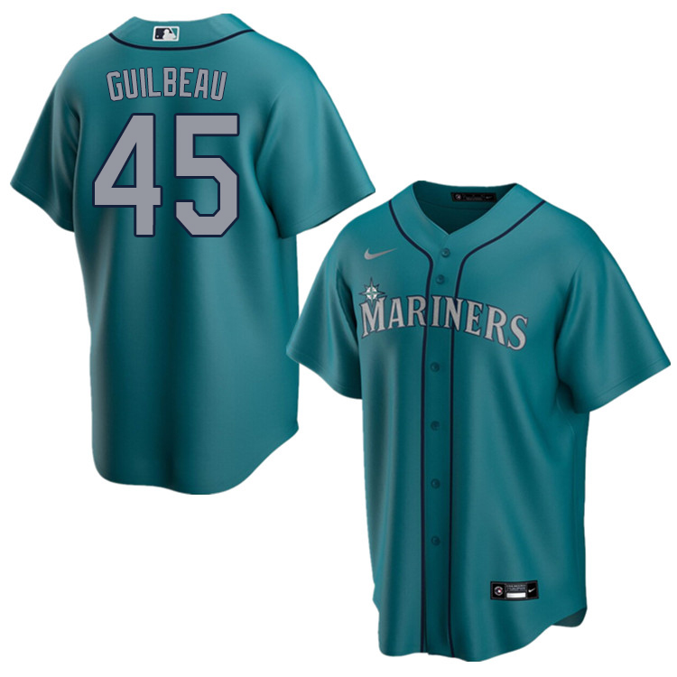 Nike Men #45 Taylor Guilbeau Seattle Mariners Baseball Jerseys Sale-Aqua